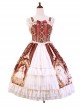 Court Retro Delicate Gold Thread Lace-Trimmed Jacquard Chiffon Ruffled Open Placket Hem Classic Lolita Sleeveless Dress