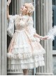 Court Retro Delicate Gold Thread Lace-Trimmed Jacquard Chiffon Ruffled Open Placket Hem Classic Lolita Sleeveless Dress