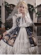 Court Retro Delicate Gold Thread Lace-Trimmed Jacquard Chiffon Ruffled Open Placket Hem Classic Lolita Sleeveless Dress