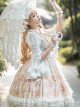 Court Retro Delicate Gold Thread Lace-Trimmed Jacquard Chiffon Ruffled Open Placket Hem Classic Lolita Sleeveless Dress