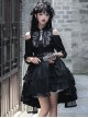 Chinese Style Black Stand-Up Collar Off-The-Shoulder Mid-Sleeve Embroidered Short Coat Metal Decorate Hem Punk Lolita Sleeveless Dress Suit