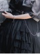 Chinese Style Black Stand-Up Collar Off-The-Shoulder Mid-Sleeve Embroidered Short Coat Metal Decorate Hem Punk Lolita Sleeveless Dress Suit