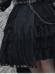 Chinese Style Black Stand-Up Collar Off-The-Shoulder Mid-Sleeve Embroidered Short Coat Metal Decorate Hem Punk Lolita Sleeveless Dress Suit