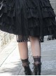 Chinese Style Black Stand-Up Collar Off-The-Shoulder Mid-Sleeve Embroidered Short Coat Metal Decorate Hem Punk Lolita Sleeveless Dress Suit