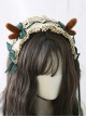 Green Bow Plush Antlers Christmas Tea Party Classic Lolita Headband