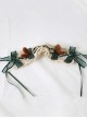 Green Bow Plush Antlers Christmas Tea Party Classic Lolita Headband