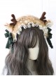 Cute Plush Speckled Elk Antlers Lace Solid Color Bow Removable Christmas Classic Lolita Headband