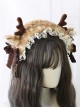 Cute Plush Speckled Elk Antlers Lace Solid Color Bow Removable Christmas Classic Lolita Headband