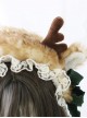 Cute Plush Speckled Elk Antlers Lace Solid Color Bow Removable Christmas Classic Lolita Headband