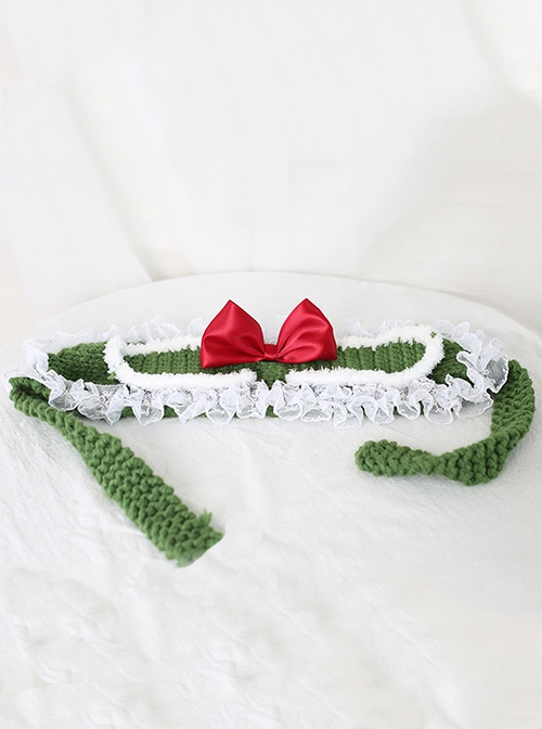Solid Color Cute Knitted Lace Plush Rabbit Ears Christmas Ear Protection Sweet Lolita Adult Kids Headband