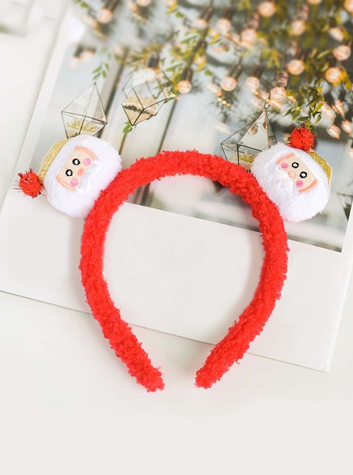 Solid Color Christmas Cute Plush Candy Elk Snowman Santa Gift Classic Lolita Headband