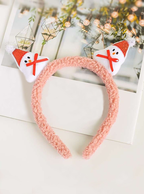 Solid Color Christmas Cute Plush Candy Elk Snowman Santa Gift Classic Lolita Headband