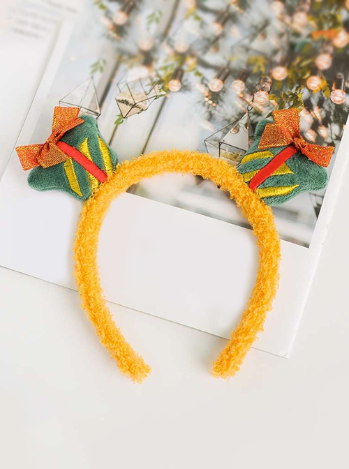 Solid Color Christmas Cute Plush Candy Elk Snowman Santa Gift Classic Lolita Headband