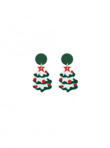 Red-Green Stars Christmas Tree Christmas Classic Lolita Earrings
