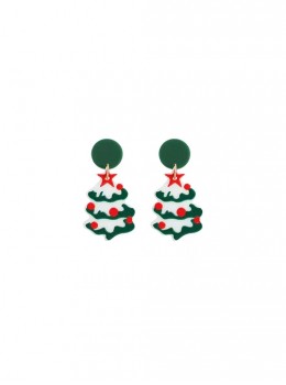 Red-Green Stars Christmas Tree Christmas Classic Lolita Earrings