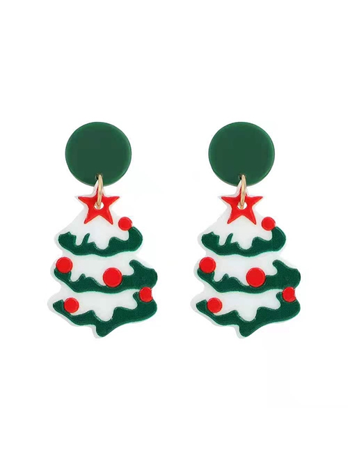 Red-Green Stars Christmas Tree Christmas Classic Lolita Earrings