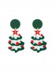 Red-Green Stars Christmas Tree Christmas Classic Lolita Earrings