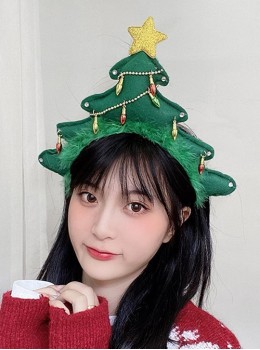 Green Christmas Tree Stars Lights Decor Plush Cute Classic Lolita Headband