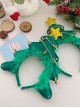 Green Christmas Tree Stars Lights Decor Plush Cute Classic Lolita Headband