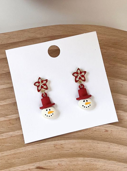 Christmas Series Star Snowflake Snowman Alloy Classic Lolita Earrings