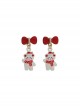 Christmas Series Red Bowknot White Bear Alloy Classic Lolita Earrings