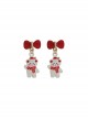 Christmas Series Red Bowknot White Bear Alloy Classic Lolita Earrings