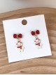 Christmas Series Red Bowknot White Bear Alloy Classic Lolita Earrings