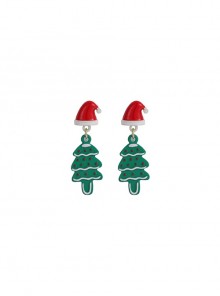 Christmas Series Christmas Hat Christmas Tree Alloy Classic Lolita Earrings