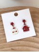 Christmas Series Star White Bear Cabin Alloy Classic Lolita Earrings