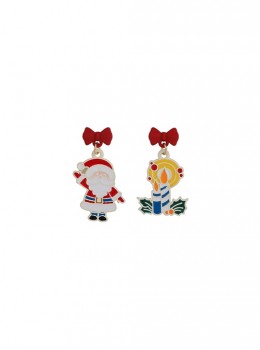 Christmas Series Red Bowknot Santa Candle Alloy Classic Lolita Earrings