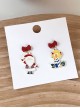 Christmas Series Red Bowknot Santa Candle Alloy Classic Lolita Earrings