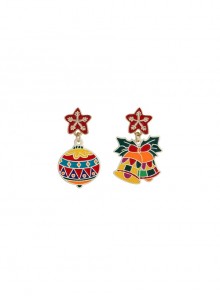 Christmas Series Stars Colorful Bells Lantern Alloy Classic Lolita Earrings