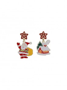 Christmas Collection Stars Cabin Santa Alloy Classic Lolita Earrings