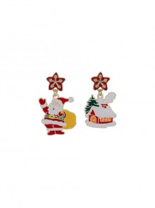 Christmas Series Stars Cabin Santa Alloy Classic Lolita Earrings