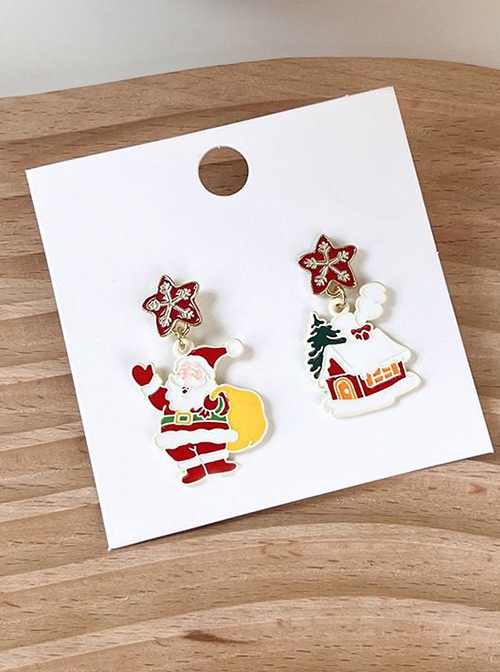 Christmas Series Stars Cabin Santa Alloy Classic Lolita Earrings