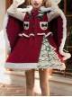 Snow Night Theater Series Doll Collar Bow Bell Decorative Stitching Long Sleeve Plush Dress Cloak Christmas Sweet Lolita Dress Set