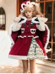 Snow Night Theater Series Doll Collar Bow Bell Decorative Stitching Long Sleeve Plush Dress Cloak Christmas Sweet Lolita Dress Set