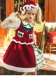 Snow Night Theater Series Doll Collar Bow Bell Decorative Stitching Long Sleeve Plush Dress Cloak Christmas Sweet Lolita Dress Set