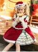 Snow Night Theater Series Doll Collar Bow Bell Decorative Stitching Long Sleeve Plush Dress Cloak Christmas Sweet Lolita Dress Set