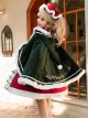 Snow Night Theater Series Doll Collar Bow Bell Decorative Stitching Long Sleeve Plush Dress Cloak Christmas Sweet Lolita Dress Set