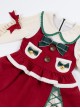 Snow Night Theater Series Doll Collar Bow Bell Decorative Stitching Long Sleeve Plush Dress Cloak Christmas Sweet Lolita Dress Set