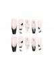 Abstract Series Black-White Lip Print Crown Rhinestone Finished Disposable Manicure Nail Piece