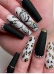 Butterfly Series Black-White Butterfly Leopard Print Frosted Rhinestone Finished Disposable Manicure Nail Piece