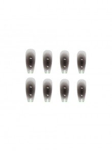 Transparent Black Mysterious Gradient Green Edge Finished Disposable Manicure Nail Piece