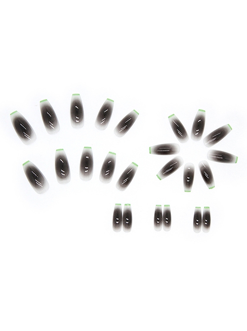 Transparent Black Mysterious Gradient Green Edge Finished Disposable Manicure Nail Piece