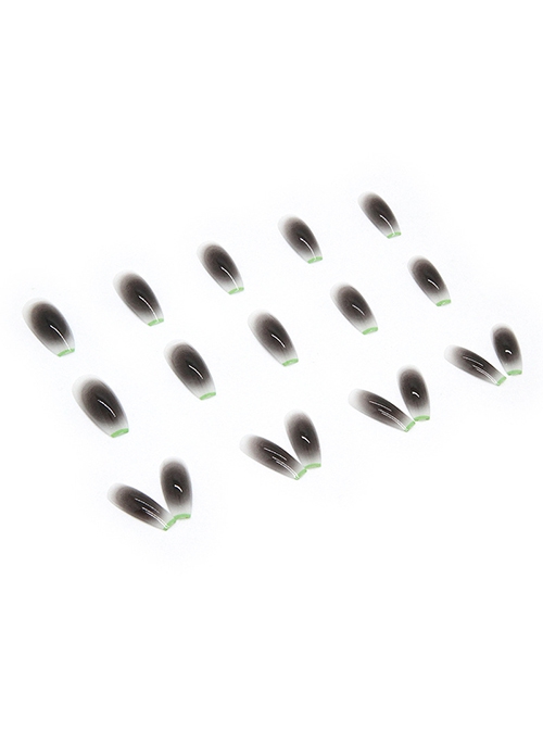Transparent Black Mysterious Gradient Green Edge Finished Disposable Manicure Nail Piece