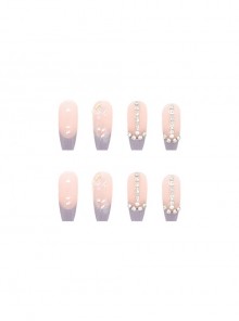 Purple Gradient Crystal Butterfly Rhinestone Decoration Finished Disposable Manicure Nail Pieces