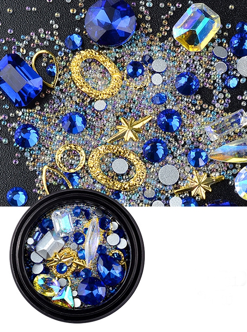 Super Sparkling Rhinestone Gem Golden Accessories Nail Decoration