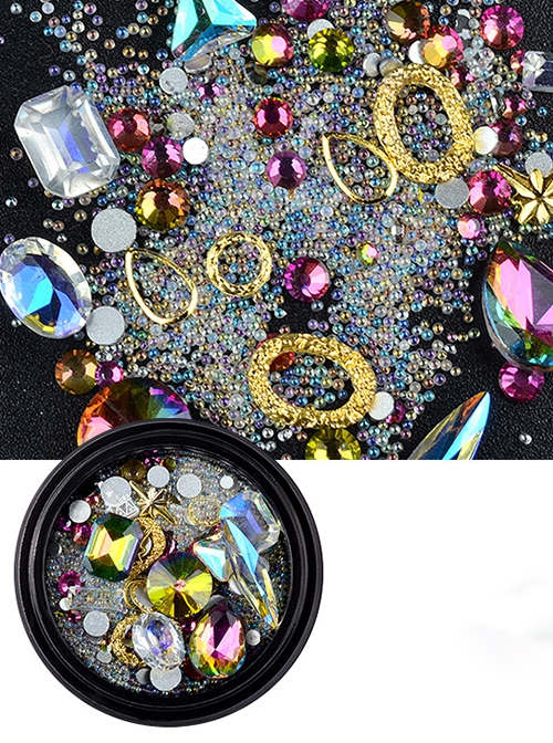 Super Sparkling Rhinestone Gem Golden Accessories Nail Decoration