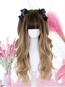 Sweet Cool Natural Dark Brown Gradient Qi Bangs Long Curly Hair Classic Lolita Wig